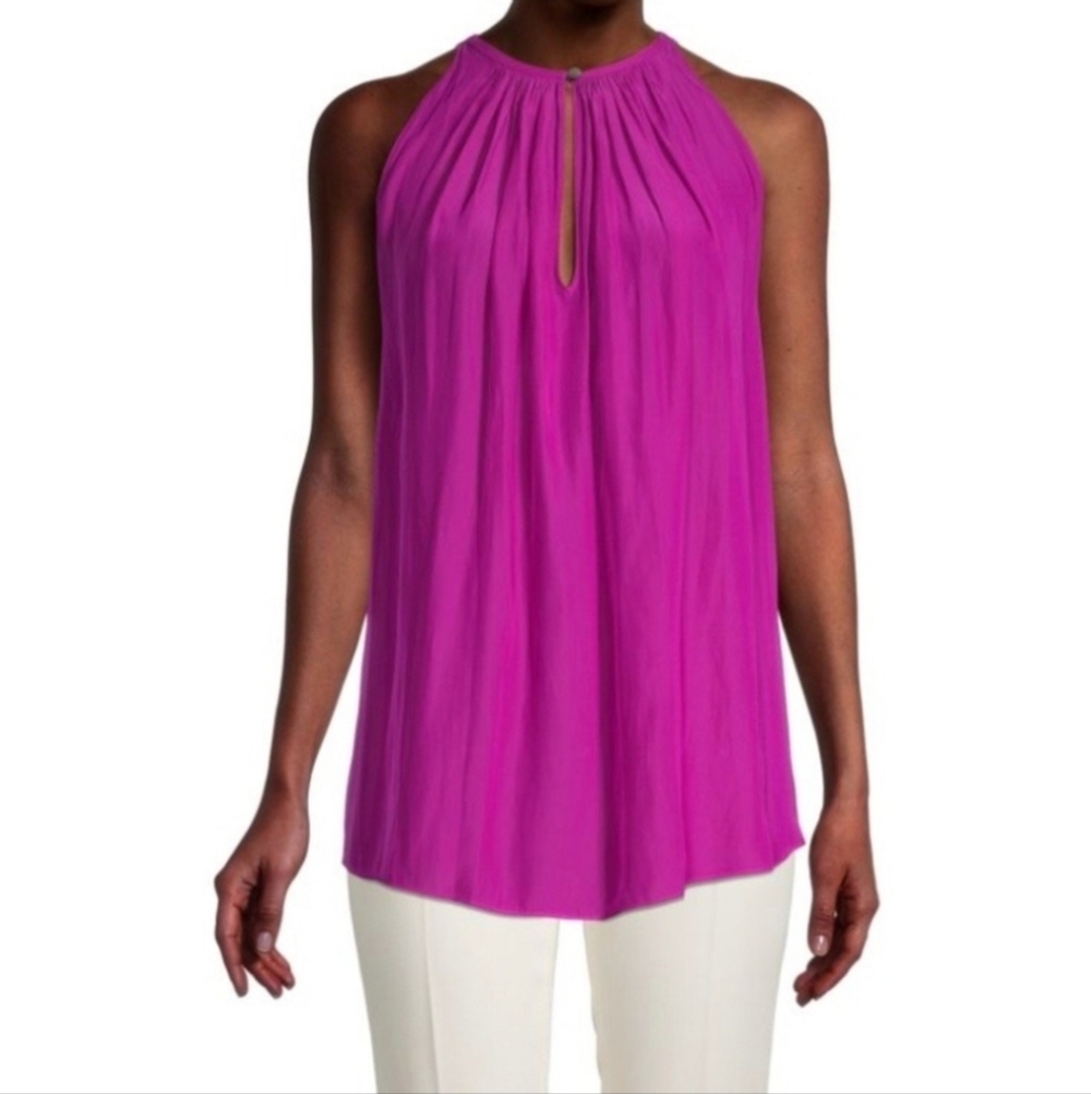 Catherine Malandrino Women's  Pink Pleated Polyester Tank Top Size Small.